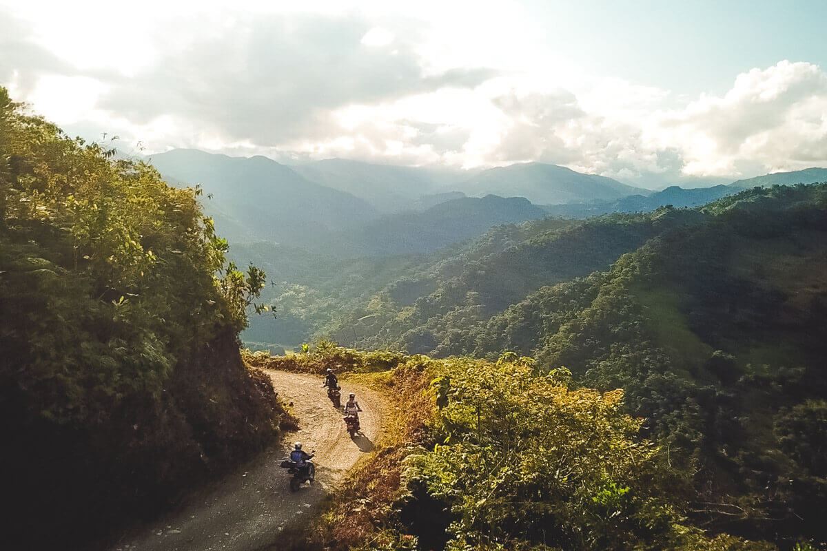 ADV riding through the mountains in Colombia.