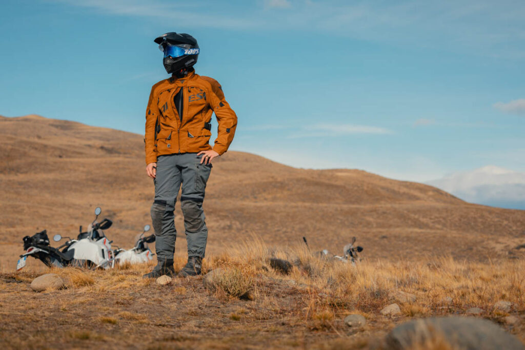 Kurt the writer/rider in Patagonia wearing Dainese Seeker adventure boots.
