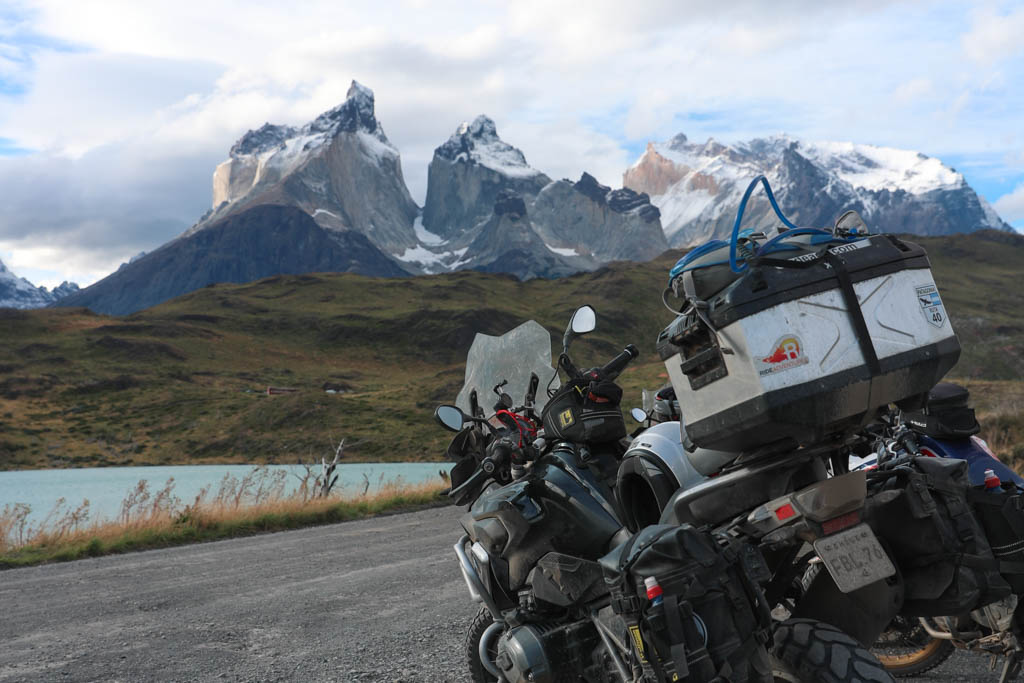 All my motorcycle camping gear is in my top case while in Patagonia.